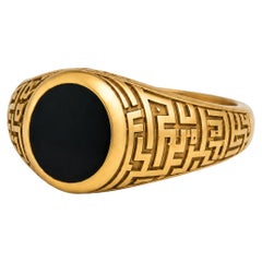 Anillo de ónix negro para hombre con diseño de caligrafía árabe