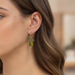 Peridot Floral Earrings, Silver, gold