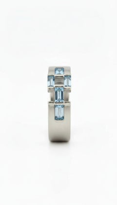 Men’s Art Deco Baguette Topaz Gold Plated Ring, Silver, Gold