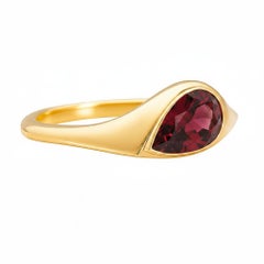 Pear Garnet East-West Ring