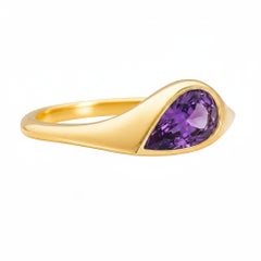 Pear Amethyst East-West Ring