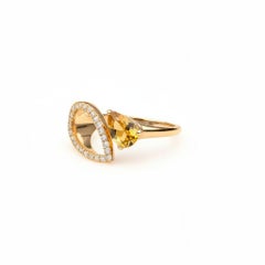 Pear citrine 14k gold ring