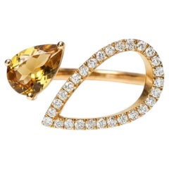 Pear citrine 14k gold ring