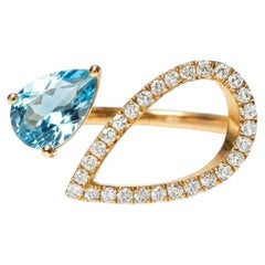 Pear topaz 14k gold ring