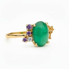 Green onyx multicolor ring in 14k gold
