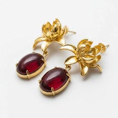 Lotus Garnet Drop Earrings