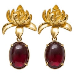 Lotus Garnet Drop Earrings