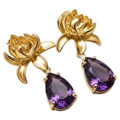 Lotus Amethyst Drop Earrings