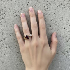 Toi et Moi Gemstone Ring: Garnet and Moissanite