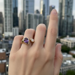 Toi et Moi Gemstone Ring: Amethyst and Moissanite