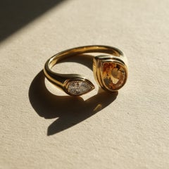 „Toi et Moi“-Edelsteinring: Citrin und Moissanit