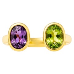 Toi et Moi Gemstone Ring: Amethyst and Peridot