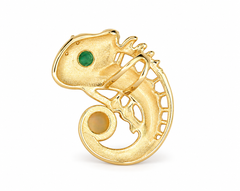 Chameleon Pendant with Opal, Openwork Animal Jewelry, Silver, Gold