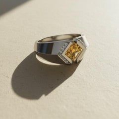 Square-Cut Citrine Architectural Silver Cocktail Ring