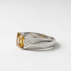 Geometrischer Statement-Ring für Herren mit Citrin, Silber, Gold