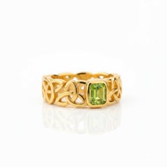 Celtic Knot Peridot Statement Ring, Silver, Gold ring