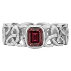 Celtic Knot Garnet Statement Ring, Silver, Gold ring
