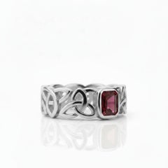 Celtic Knot Garnet Statement Ring, Silver, Gold ring
