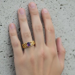 Celtic Knot Amethyst Statement Ring, Silver, Gold ring