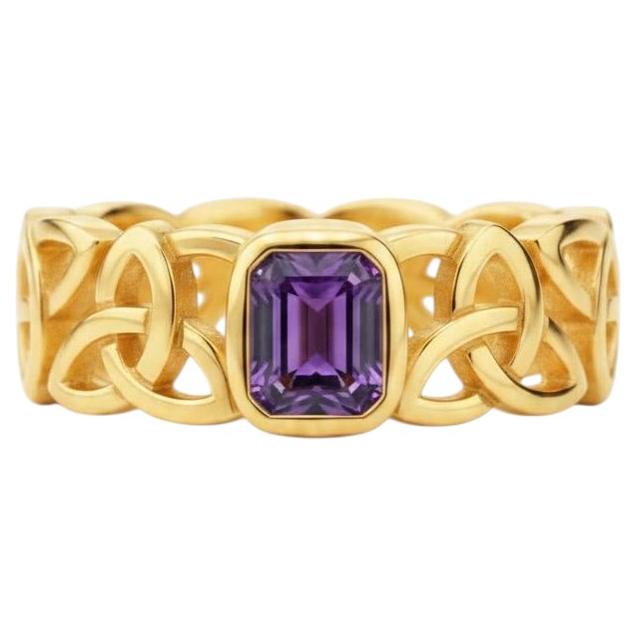 For Sale:  Celtic Knot Amethyst Statement Ring, Silver, Gold ring