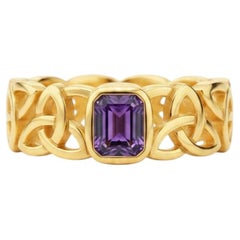 Celtic Knot Amethyst Statement Ring, Silver, Gold ring