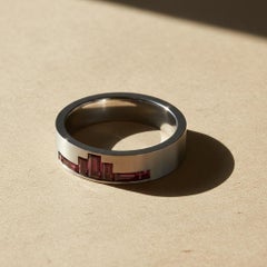 Men’s Art Deco Style Baguette Garnet Silver, gold ring
