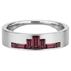 Men’s Art Deco Style Baguette Garnet Silver, gold ring