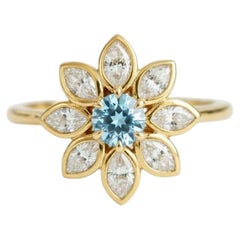 14K Yellow Gold Topaz Daisy Flower Ring