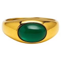 Unisex Oval Cabochon Onyx Signet Ring