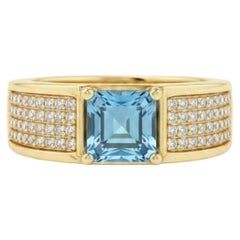 Men’s Topaz Geometric Statement Ring, Silver, Gold