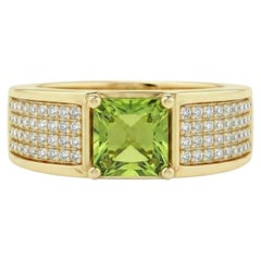 Men’s Peridot Geometric Statement Ring, Silver, Gold