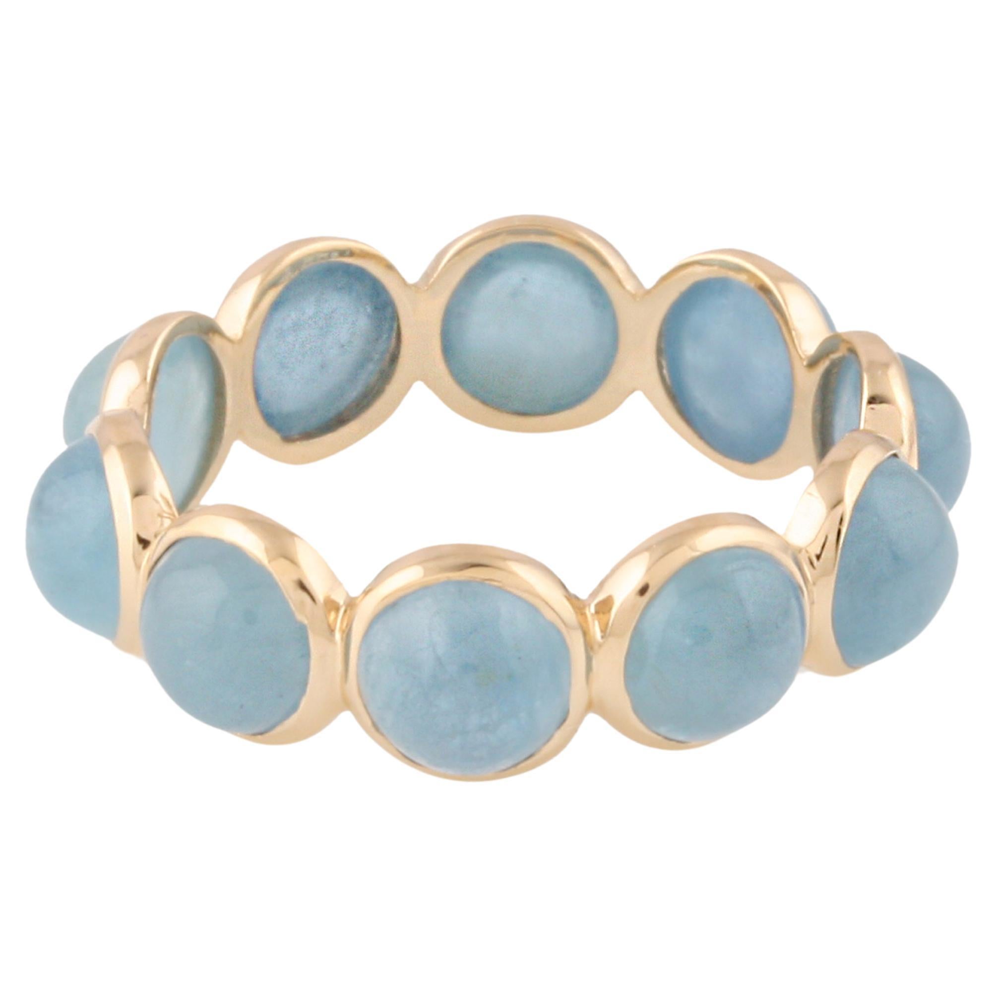 Aquamarine Round Ring In 18K Yellow Gold For Sale