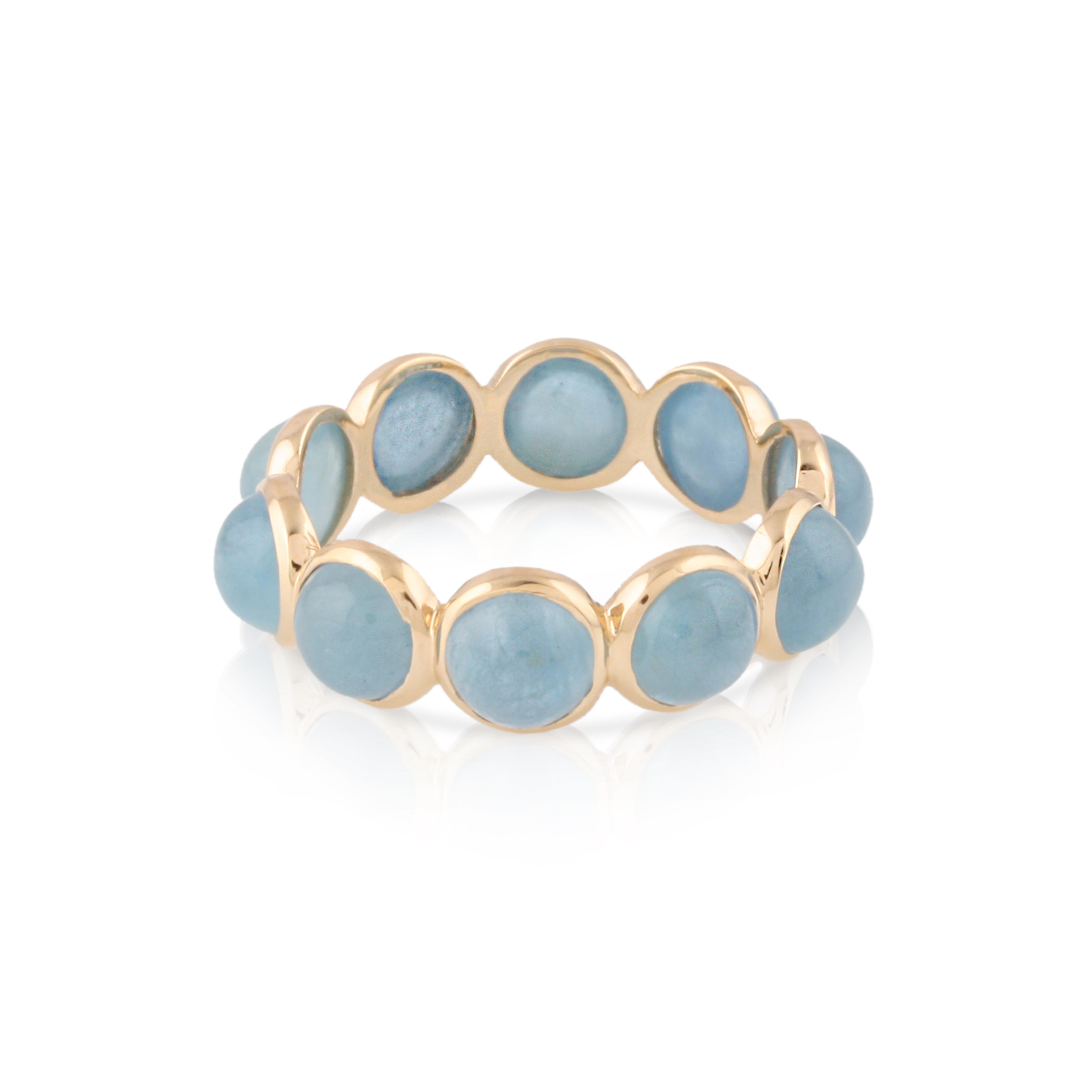 Tresor Beautiful Ring feature 6.41 carats of Aquamarine. The Ring are an ode to the luxurious yet classic beauty with sparkly gemstones and feminine hues. Their contemporary and modern design make them perfect and versatile to be worn at any