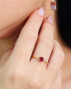 Bague en or 18 carats avec tourmaline rose