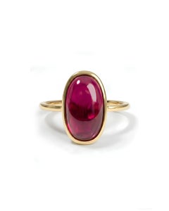 Anello con pietra preziosa ovale in oro 18 carati con motivo Roselle