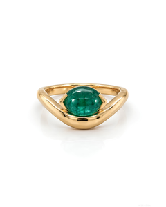 18-Karat-Gold-Ring mit Smaragd im Bypass-Design