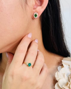 18K Yellow Gold Emerald Diamond Bloom Ring, 0.62ct - Tresor Collection