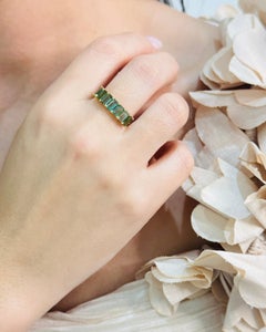 18K Gold Green Tourmaline Emerald-Cut Eternity Ring