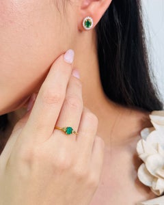 18K Yellow Gold Emerald and Diamond Ring by Tresor Collection, New