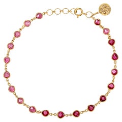 18K Yellow Gold Rhodolite Garnet Tabiz-Cut Bracelet, 6.05 Carats