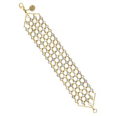 18K Yellow Gold Rainbow Moonstone Mesh Bracelet, 56.73ct by Tresor