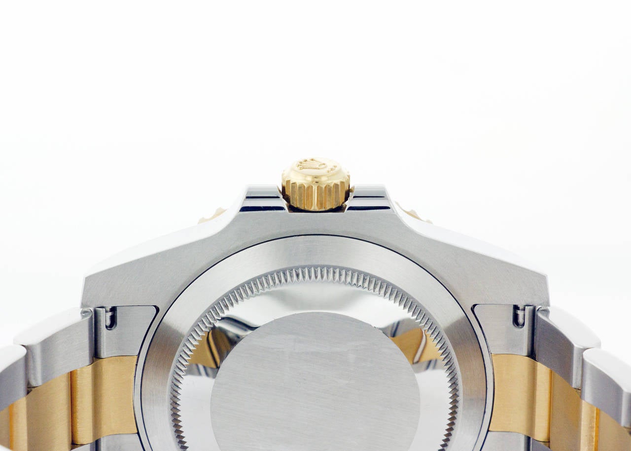 Rolex Yellow Gold Stainless Steel Submariner Black Ceramic Wristwatch Ref 116613 For Sale 4