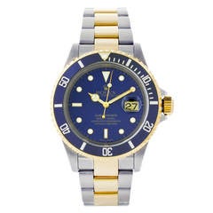 Rolex Stainless Steel Yellow Gold Submariner Automatic Wristwatch Ref 16613