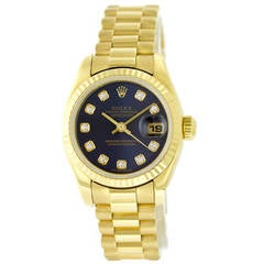 Used Rolex Lady's Yellow Gold Diamond President Datejust Wristwatch Ref 179158