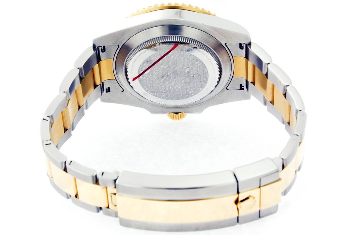 Men's Rolex Yellow Gold Stainless Steel Submariner Blue Ceramic Wristwatch Ref 116613 For Sale