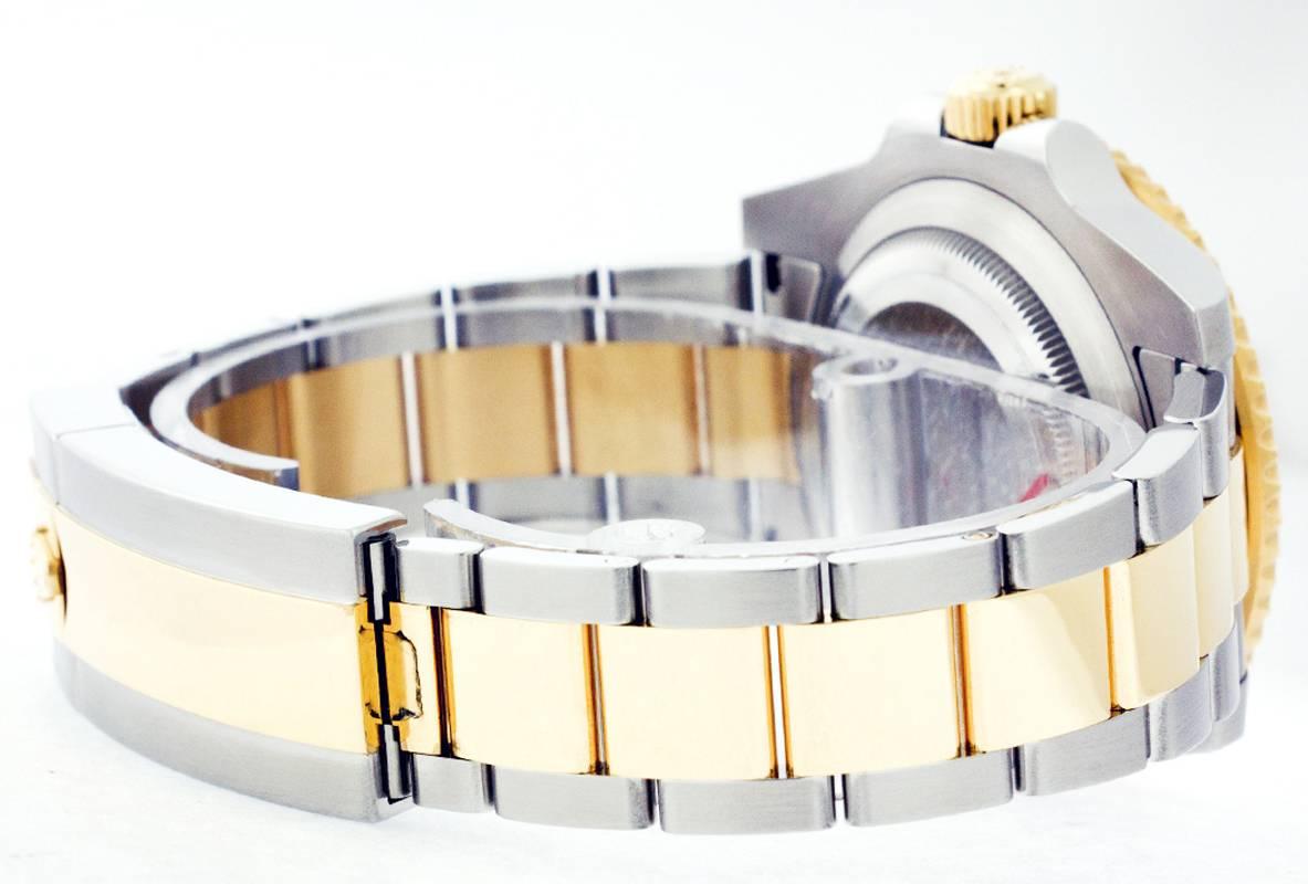 Men's Rolex Yellow Gold Stainless Steel Diamond Submariner Wristwatch Ref 116613 For Sale