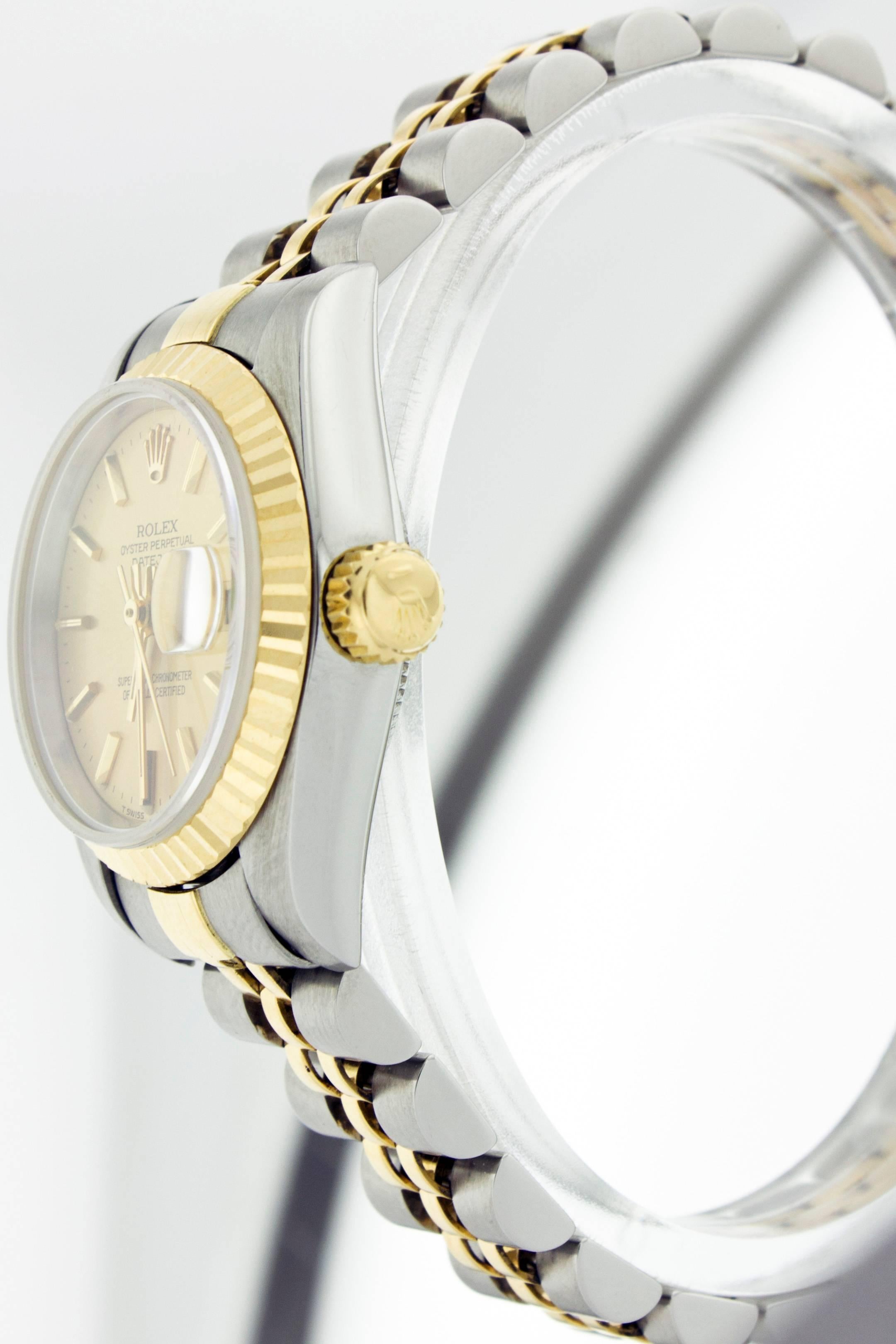 Women's Rolex Lady's Yellow Gold Stainless Steel Datejust Wristwatch Ref 69173 For Sale