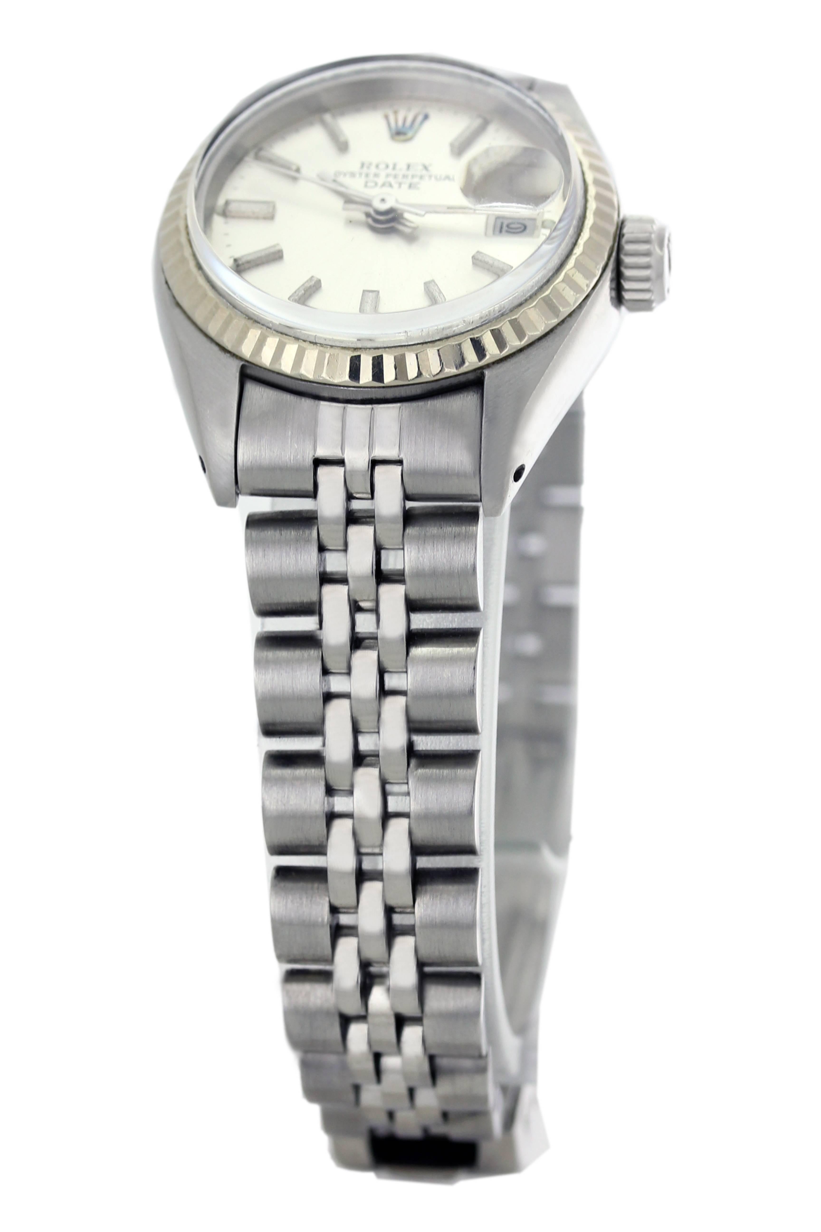 Rolex Lady's Stainless Steel white gold Datejust 6917 automatic wristwatch For Sale 1