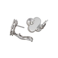 Van Cleef & Arpels 18k White Gold Guilloché Vintage Alhambra Earrings