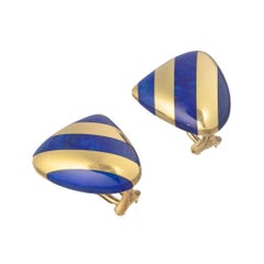 Tiffany Angela Cummings 18k Yellow Gold Lapis Striped Earrings